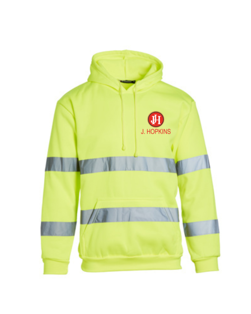 Hi Vis Yellow Hoody c/w printed logo’s to front & rear
