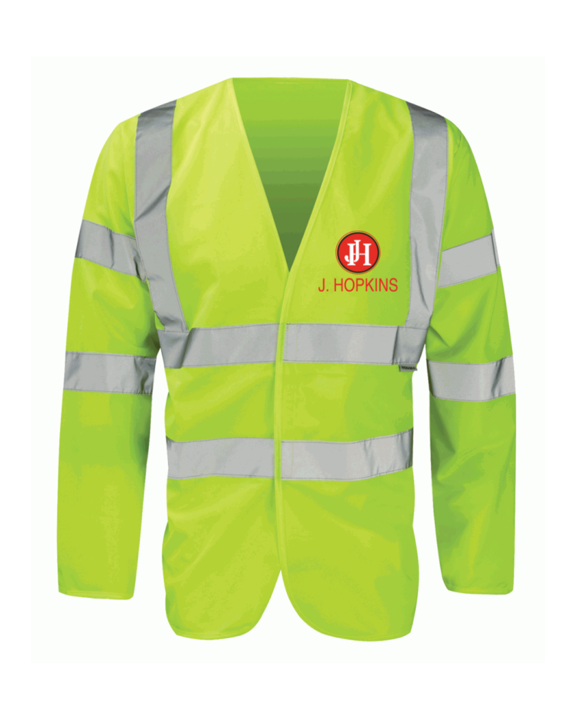 Hi Vis Yellow Jerkin c/w printed logo’s to front & rear
