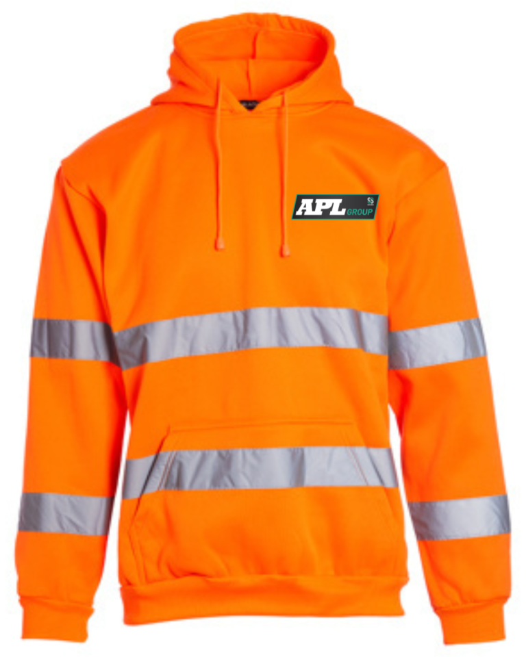 Orange Hi Vis Hoody c/w printed logo’s to front & rear