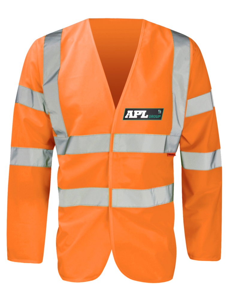 Orange Hi Vis Jerkin c/w printed logo’s to front & rear