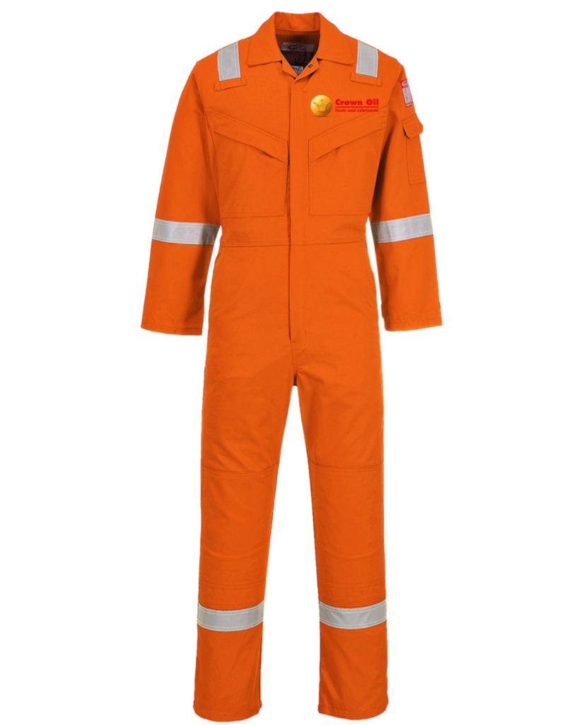 FR50 Orange FR coverall c/w embroidery logo to front