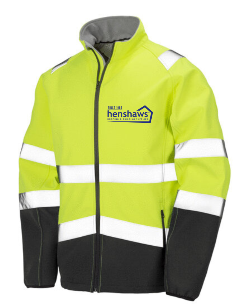 Hi Vis Yellow Soft-Shell Jacket with Embroidery to Front