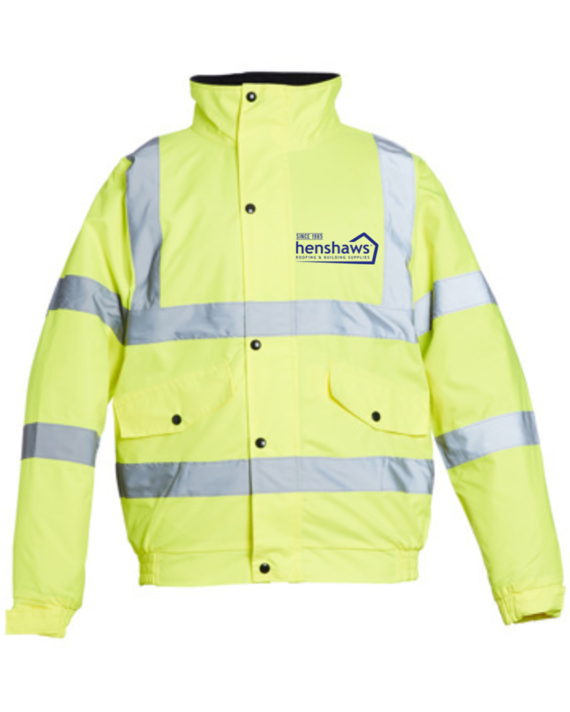 Hi Vis Yellow Bomber with Printed Logos to Front & Rear