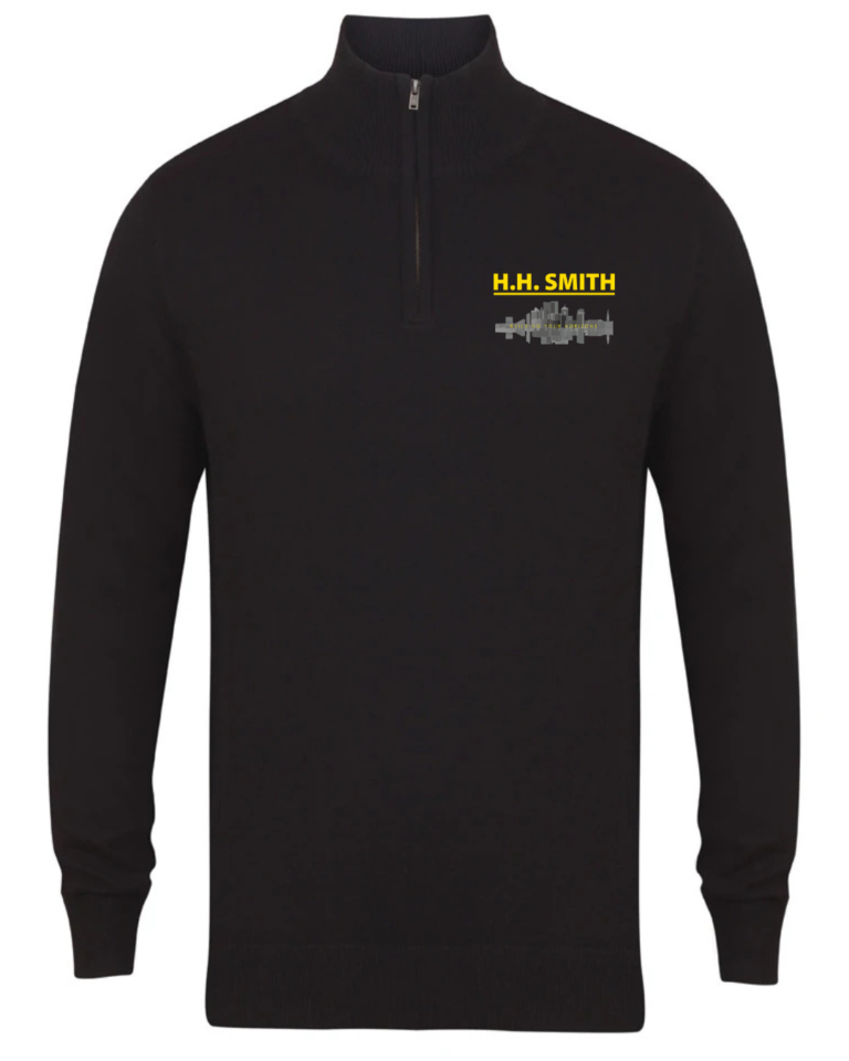 H729 – Black ¼ zip jumper c/w embroidery to front