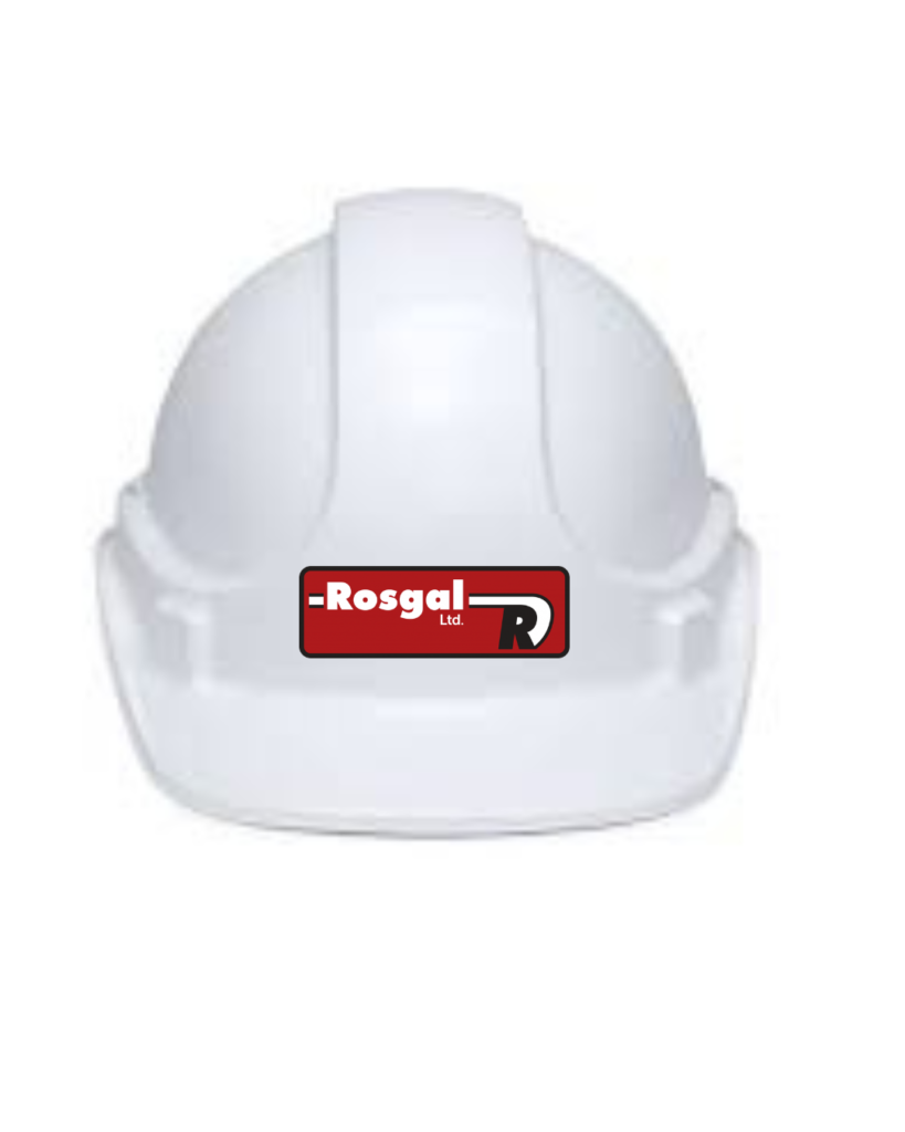White hard hat – White hard hat c/w printed logo to front (Does not need dropdown sizes)