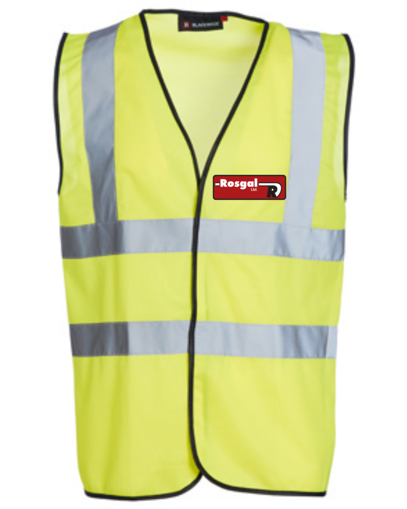Yellow vest – Yellow Hi Vis vest c/w printed logo’s to front & rear