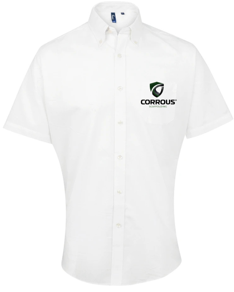 PR236W White S/S shirt c/w embroidery logo to front