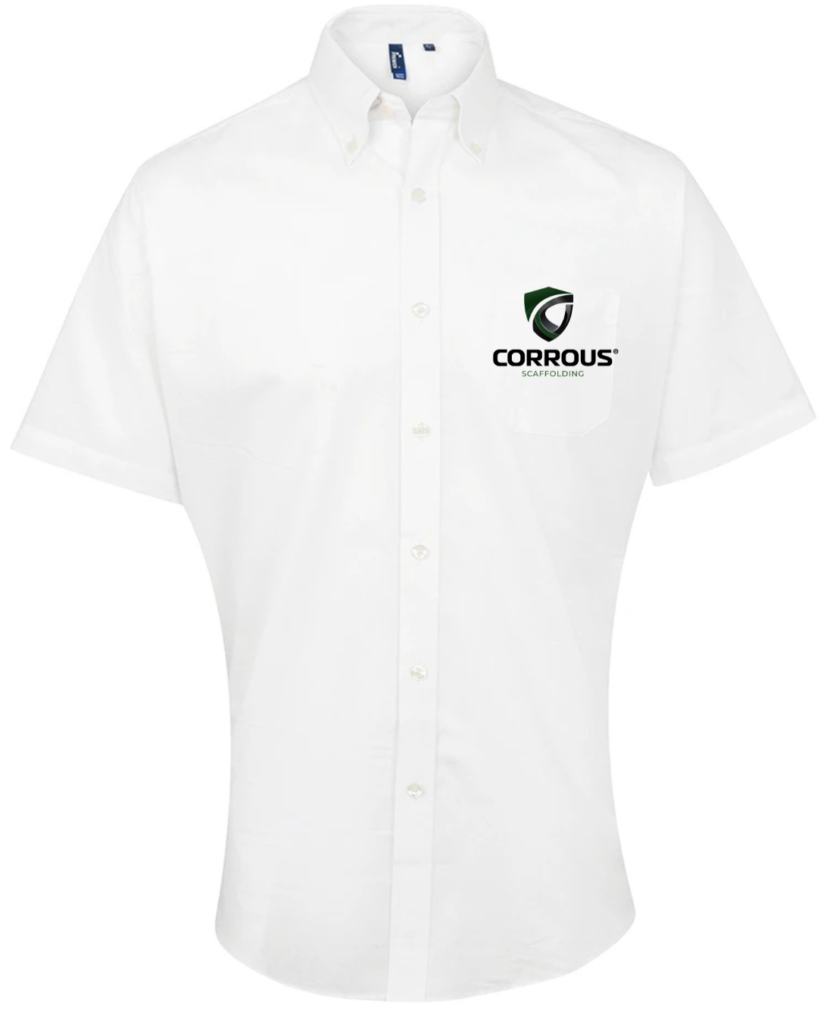PR236W White S/S shirt c/w embroidery logo to front
