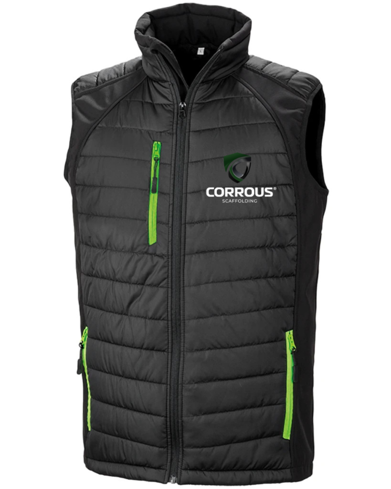 R238 Black/Lime hybrid jacket c/w embroidery logo to front